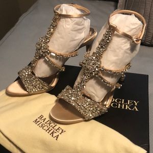 Badgley Mischka Embellished T-strap Wedding Shoes